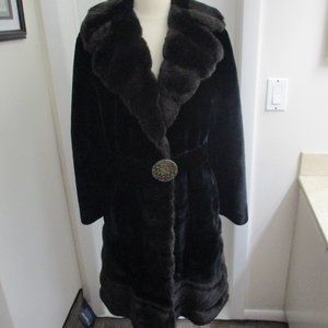 Elegant Black Faux Fur Coat